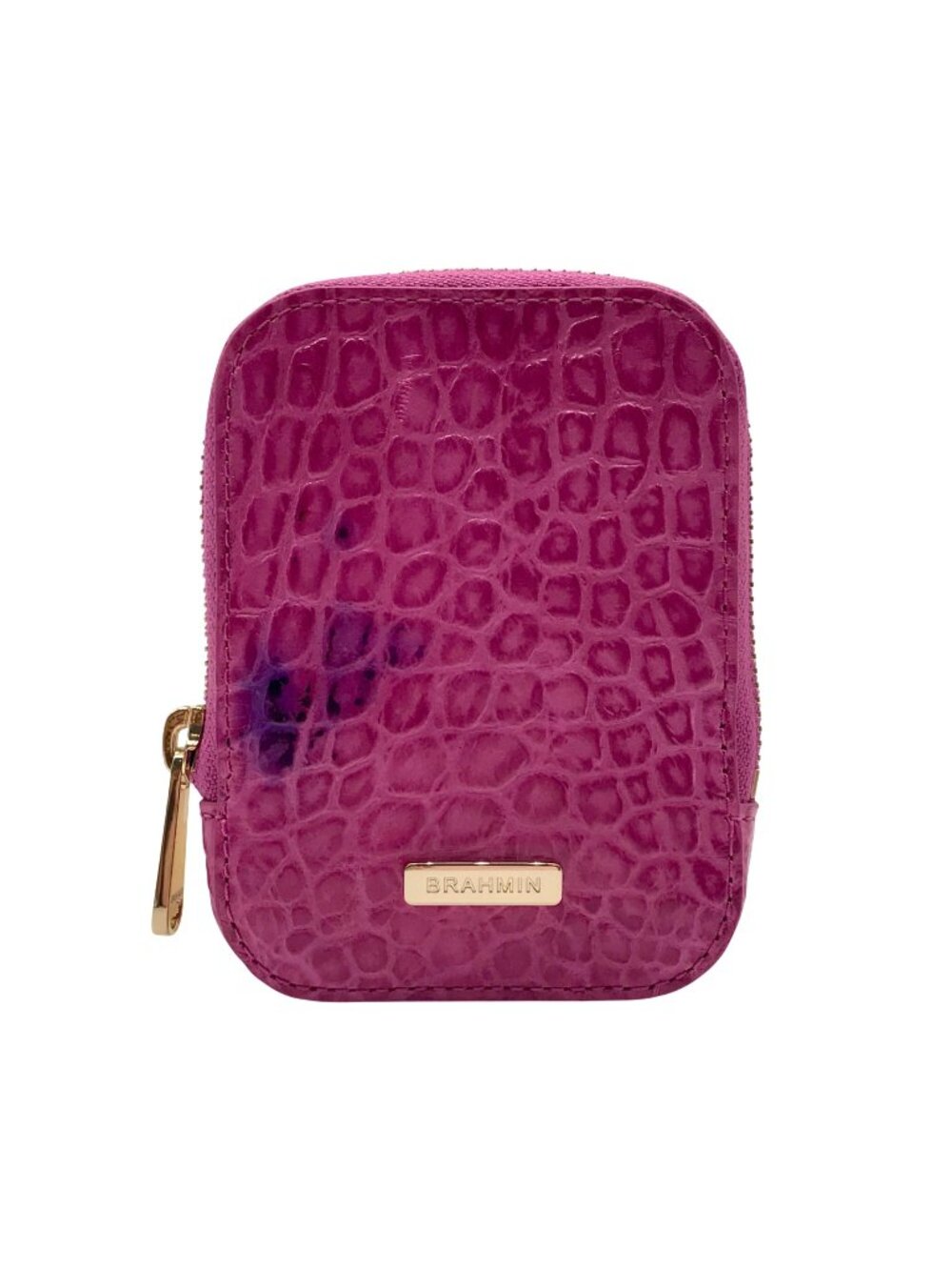 Brahmin Hot Pink Croc-Embossed Katelynn Pouch
